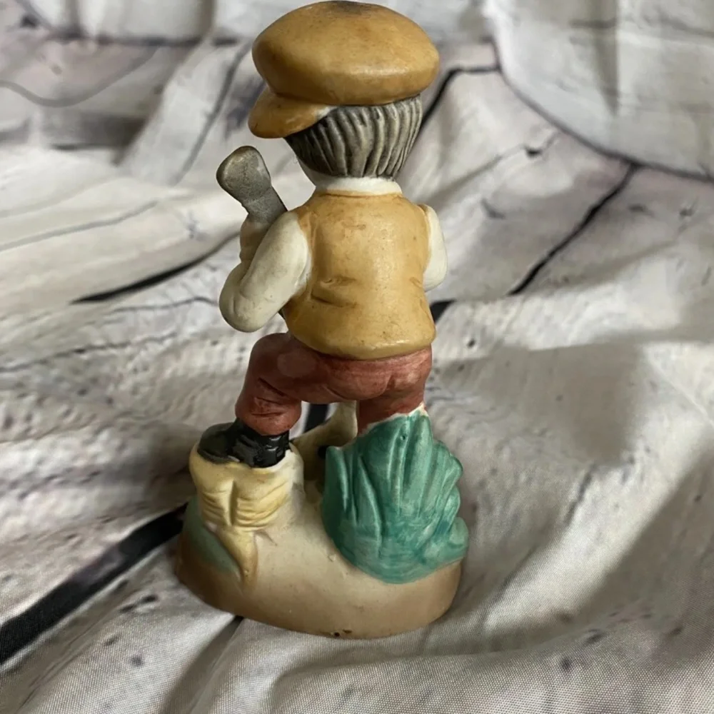 Vintage Lefton Little Boy Figurine With Guitar & Puppy 18-A)Lefton Label Missing